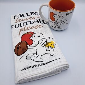 Fall Autumn Snoopy Football Mug & Kitchen Towel, set of 2
